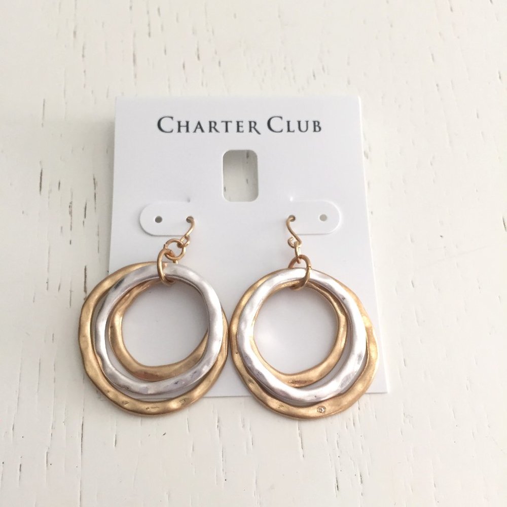 Charter Club Hammered Hoop Earrings